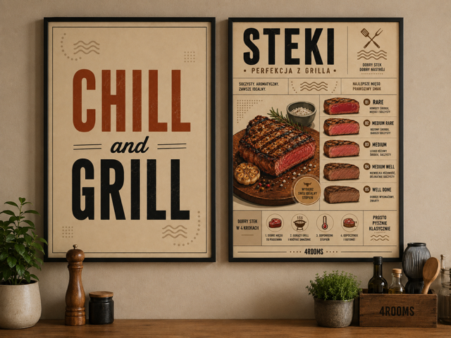 Plakat kulinarny, Steki - rodzaje 4rooms