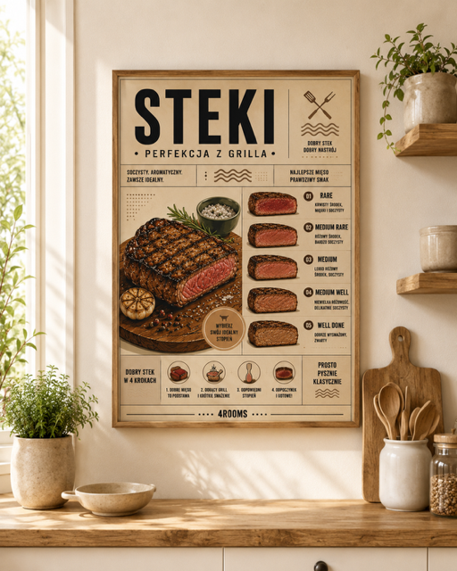 Plakat kulinarny, Steki - rodzaje 4rooms