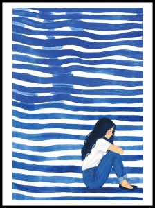 Plakat, Dziewczyna w paskach - niebieska 4rooms