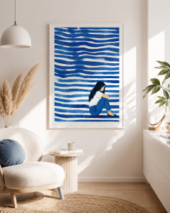 Plakat, Dziewczyna w paskach - niebieska 4rooms