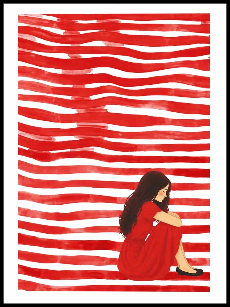 Plakat, Dziewczyna w paskach - czerwona
