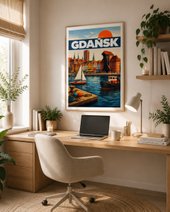 Plakat, Kamienice w Gdańsku kolorowe 4rooms