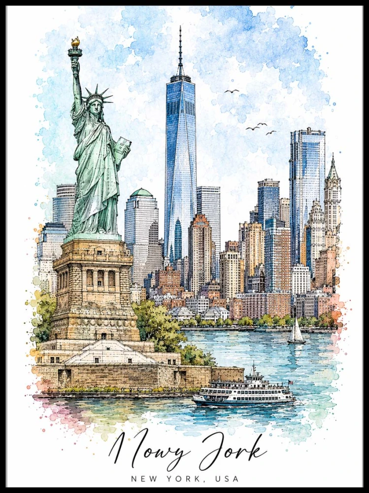 Plakat, USA - Nowy Jork akwarela 4rooms