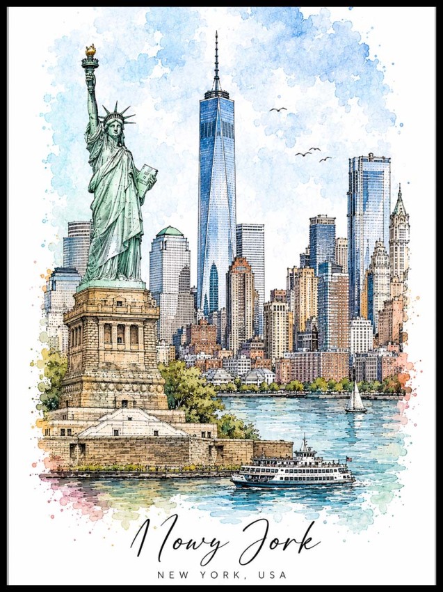 Plakat, USA - Nowy Jork akwarela 4rooms