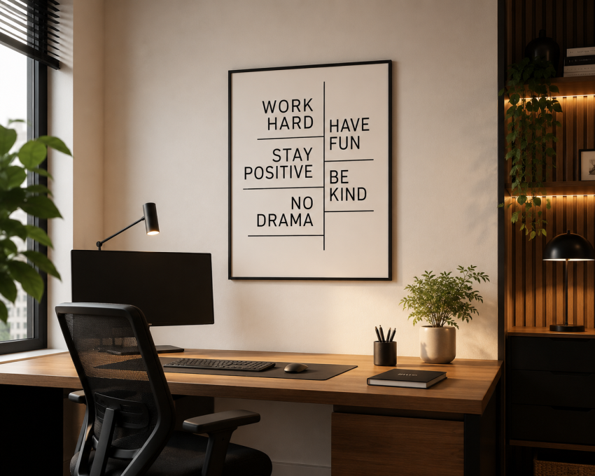 Plakat motto, Work hard