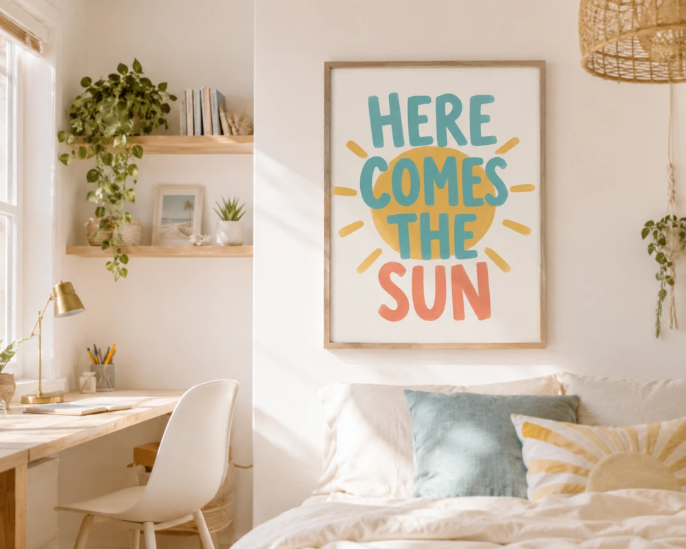 Plakat, Napis - Here comes the sun