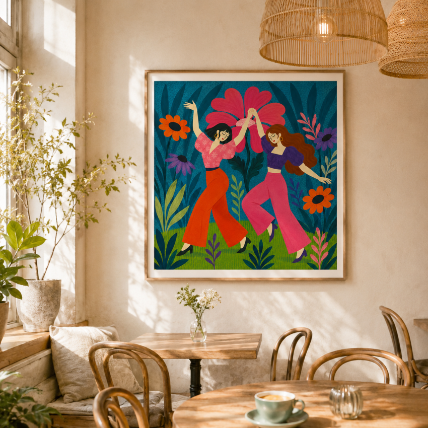 Plakat, Przyjaciółki i kwiaty 4rooms