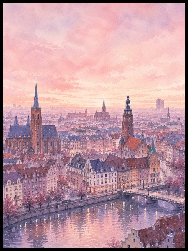 Plakat, Miasto Wrocław pastelowy