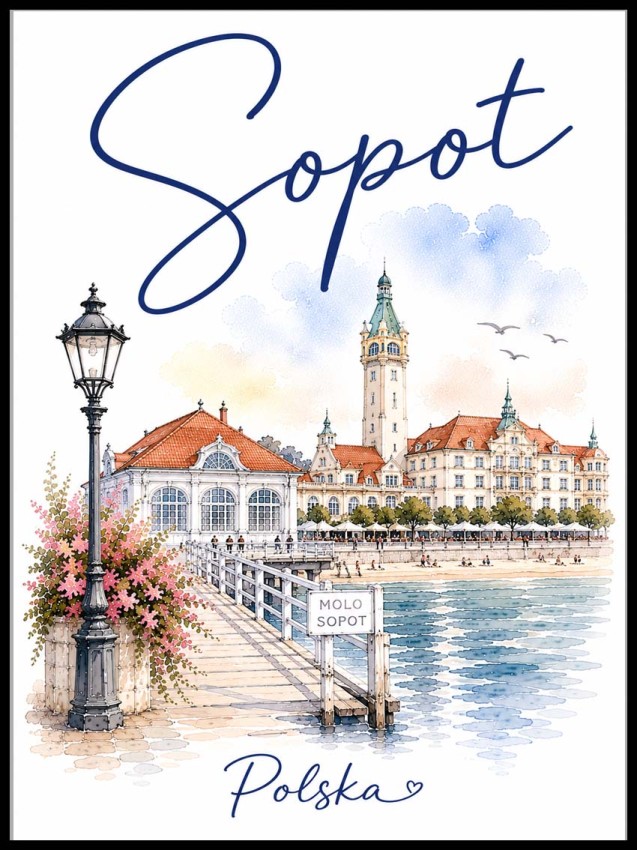 Plakat, Sopot artystyczny z napisem