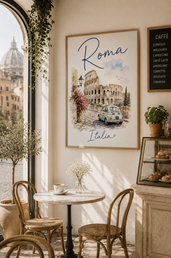 Plakat, Rzym Włochy ilustracja z napisem 4rooms