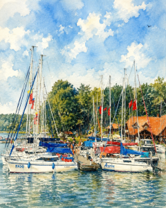 Plakat, Mazury Żaglówki - akwarela
