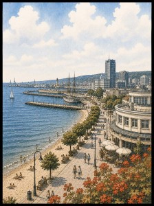 Plakat, Promenada Gdynia ilustracja 4rooms
