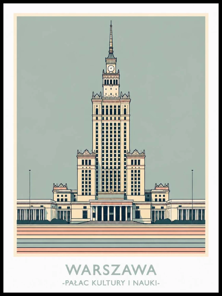 Plakat, Warszawa - Pałac Kultury i Nauki ilustracja