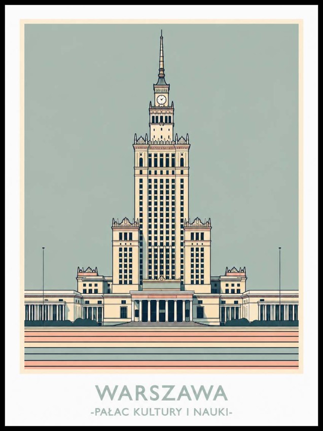 Plakat, Warszawa - Pałac Kultury i Nauki ilustracja