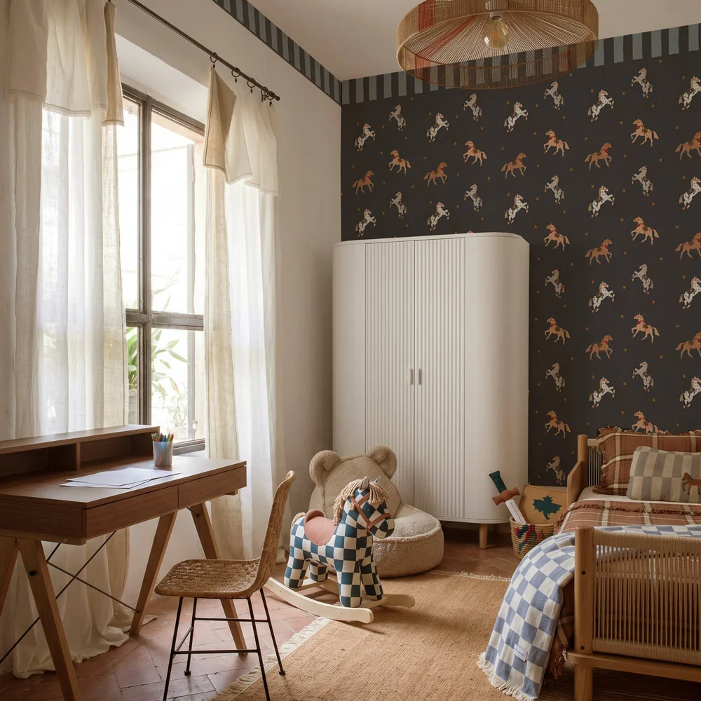 Tapeta w konie z boderem - niebieska 4rooms