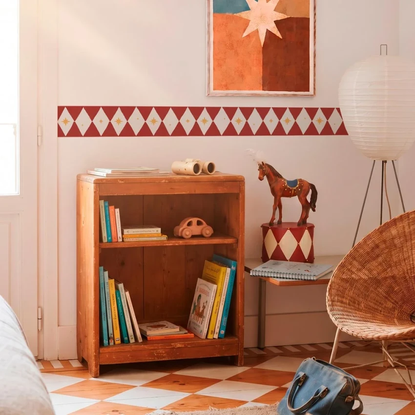 Border odobny na ścianę, gwiazki i diamenty - czerwony 4rooms