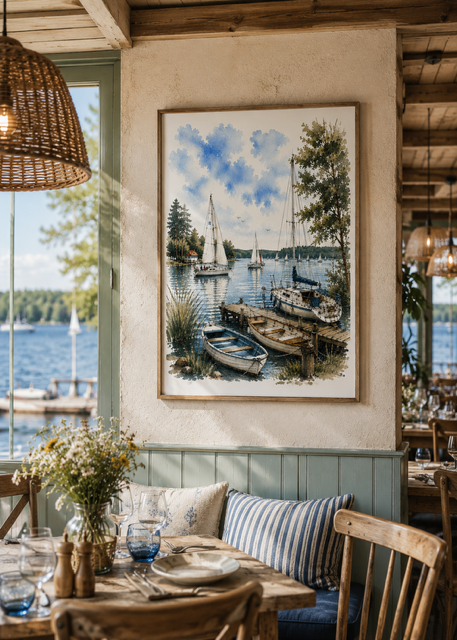 Plakat, Mazury Żaglówki - ilustracja