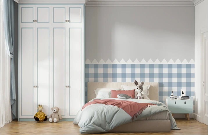 Lamperia w niebieską kratkę do pokoju dziecka | 4rooms