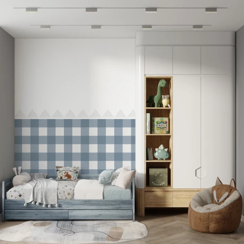 Lamperia w niebieską kratkę do pokoju dziecka | 4rooms