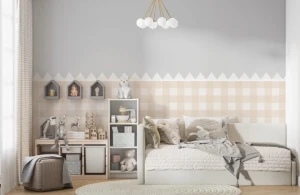 Lamperia w beżową kratkę do pokoju dziecka | 4rooms