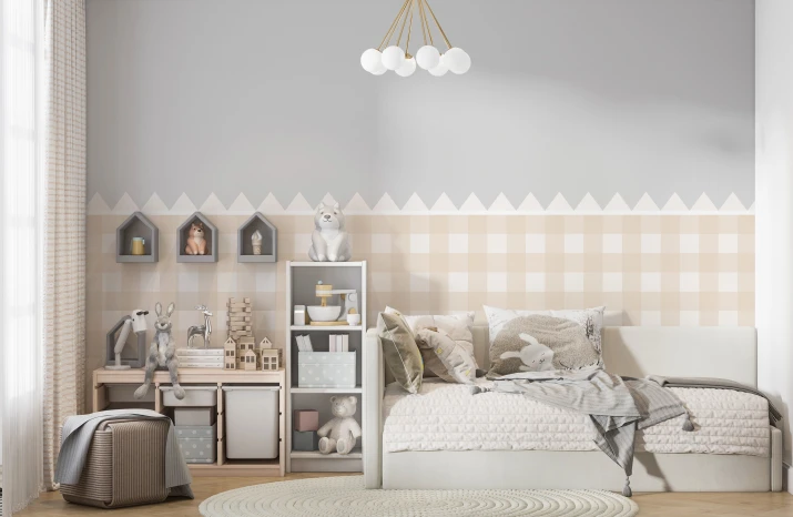 Lamperia w beżową kratkę do pokoju dziecka | 4rooms