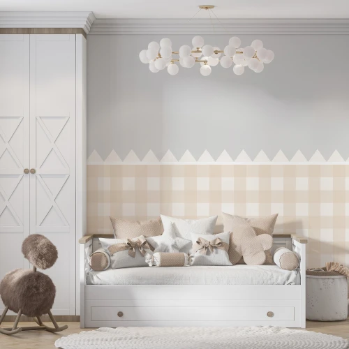 Lamperia w beżową kratkę do pokoju dziecka | 4rooms