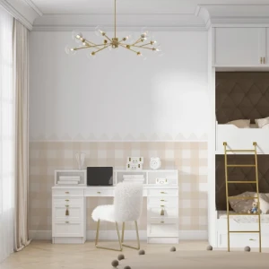 Lamperia w beżową kratkę do pokoju dziecka | 4rooms