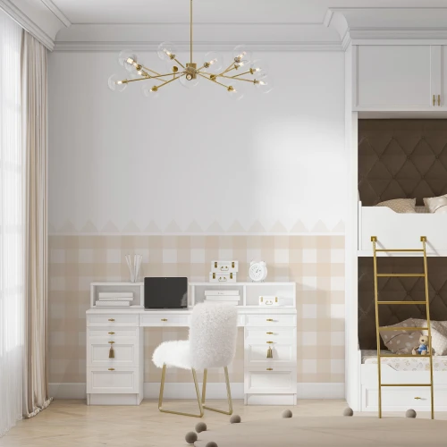 Lamperia w beżową kratkę do pokoju dziecka | 4rooms