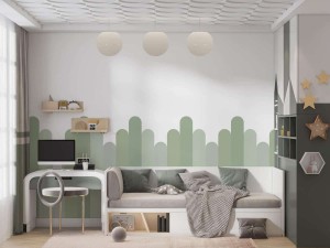 Naklejka, Lamperia w odcieniach zielonego| Dekoracja ścienna do wnętrz w stylu skandynawskim, boho