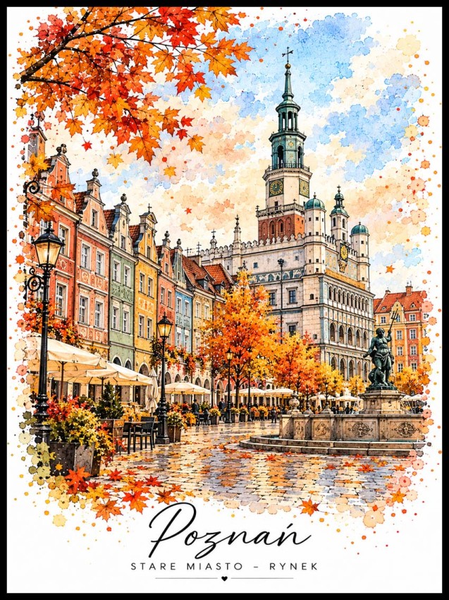 Plakat, Poznań Stare Miasto jesienią