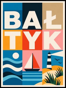 Plakat, Polskie Regiony retro - Bałtyk kolorowy 4rooms