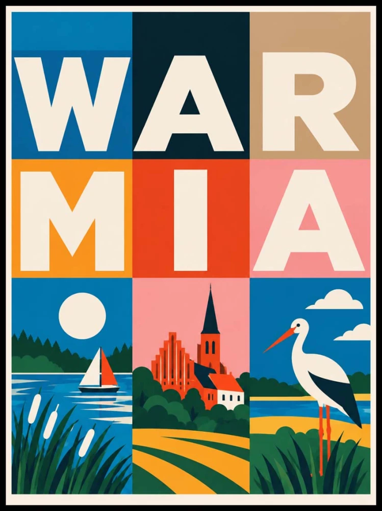 Plakat, Polskie Regiony retro - Warmia kolorowa