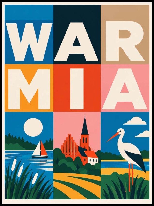 Plakat, Polskie Regiony retro - Warmia kolorowa
