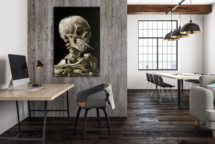 Obraz na płótnie, Van Gogh - Czaszka z palącym się papierosem