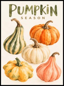 Plakat Pumpkin Season – akwarelowe dynie