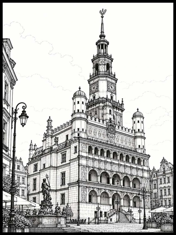Plakat, Poznań - rynek rysunek 4rooms