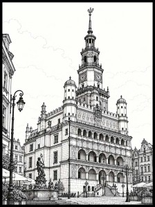 Plakat, Poznań - rynek rysunek 4rooms