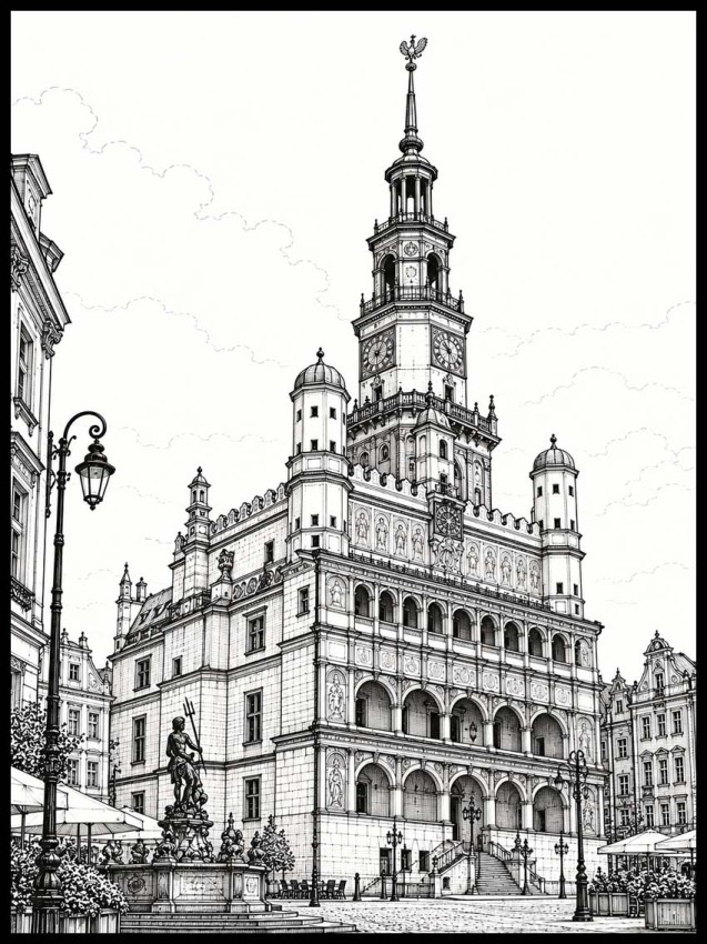 Plakat, Poznań - rynek rysunek 4rooms