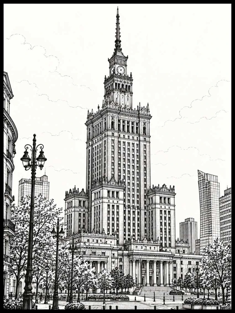 Plakat, Pałac Kultury i Nauki - Warszawa rysunek