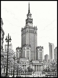 Plakat, Pałac Kultury i Nauki - Warszawa rysunek