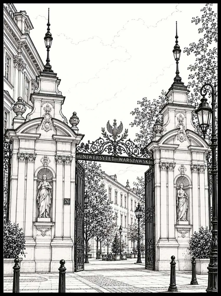 Plakat, Warszawa - Uniwersytet Warszawski rysunek 4rooms