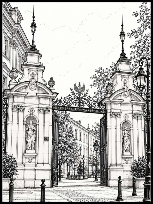 Plakat, Warszawa - Uniwersytet Warszawski rysunek 4rooms