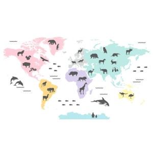 Naklejka Mapa świata pastelowa1.jpg